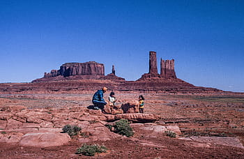 two, children, one, adult, native, american tribe, playing, monument valley, arizona, 25-30 years, 3-5 years