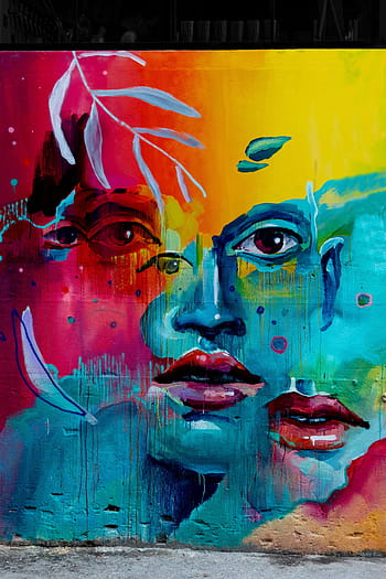 graffiti, graffito, colorful, color, artists, art, lisbon, artist quarter, faces, painting, paint
