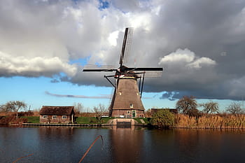 kinderdijk, Mühle, Windmühle, Niederlande, Holland, Dochte, Wolken, Mühlenblätter, Tourismus, Mühlen, Windmühlen