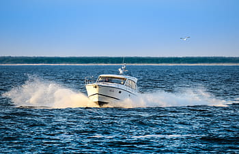 boat, powerboat, speedboat, sea, ocean, baltic sea, speed, yacht, water sports, sunny, blue