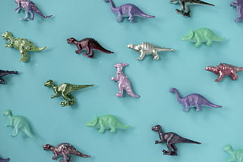 starověké, zvířat, roztříděný, sortimentu, Pozadí, modré pozadí, dětství, detailní, sbírka, barvitý, dinosaurus