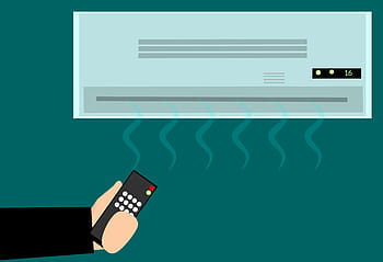 illustration, remote, controlling, mini, split, air, conditioning, unit., conditioner, hand, control