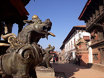 bhaktapur durbar square, náměstí, přední, královský, palác, starý, království., světového dědictví UNESCO, místě., bhaktapur, khwopa