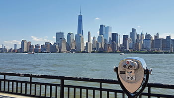 turistický pohled, Nový, york city, dolní, Manhattan, starý, centrální, železnice, terminál dresu, státní park svobody, trikot.