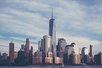 New York, nyc, város, városi, belváros, építészet, épületek, felhőkarcoló, magas emelkedés, tornyok, láthatár