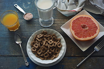healthy, fibre cereal breakfast, food and Drink, bowl, milk