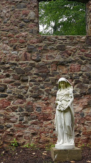 all'aperto, statua del giardino, femmina, figura, rovine, bruciato, fienile, fattorie del duca, nuovo, Maglia., statue di marmo