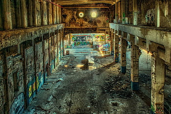 verloren, plaats, bouw, architectuur, houden, gebouw, verlaten, getto, graffiti
