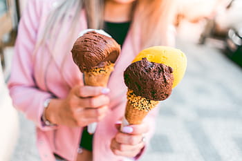 gadis, es krim, cokelat, pasangan, kencan, makanan, pecinta makanan, lapar, cinta, indah, orang-orang