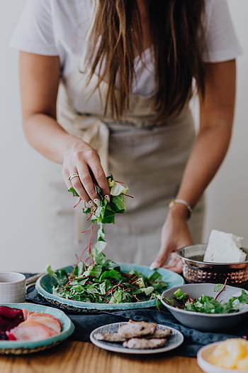 preparar, delicioso, saludable, comida, verduras, ensalada, en forma, vegano