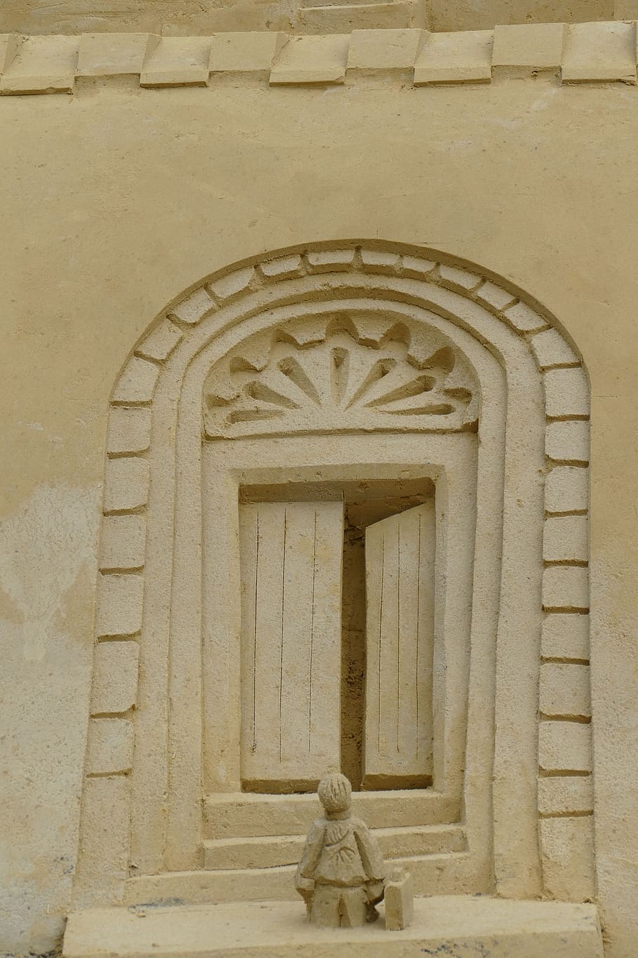 duisburg, north landscape park, landscape park, ruhr area, industrial park, sand, sandburg, art, door, goal, portal