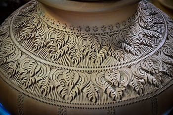 estilo de cerâmica tailandesa, -, esculpido, panela, cerâmica, tailandês, tradicional, arte, cultura, barro, velho