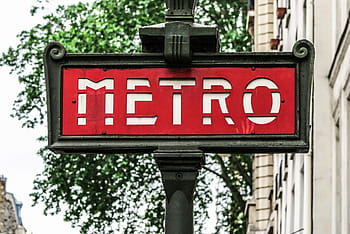 sign, shows, find, paris, france metro station, station., newer, stencil type, type., france, metal