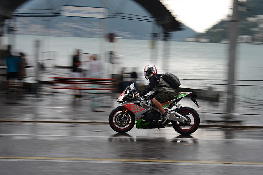 motocykl, silnice, jezero, cestovat, vozidlo, cyklista, doprava, muž, výstup, motocyklista, Rychlost