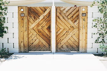 wood, gate, houses, concrete, numbers, entrance, walkway, white