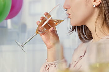 girl drinking, glass, champagne