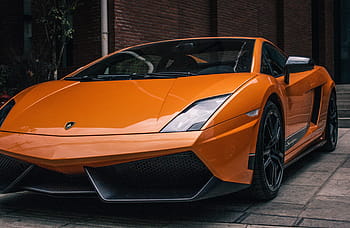 side view, orange, lamborghini, projector headlights, alloy wheels, adventure, engine, front, grill, motor, side
