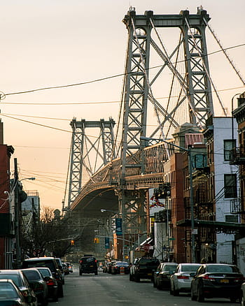 Street View, most williamsburg, brooklyn, soumrak, americký, architektura, panoráma města, slavný, historický, nyc, panoráma