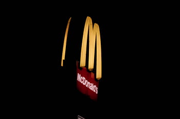 szüret, Mcdonald's, jel, sárga, piros, hirdető, neon, éjszaka, sötét, hirdetés