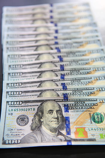 row, 100, dollar, bills, usd, money, banking, bill, business, cash, close
