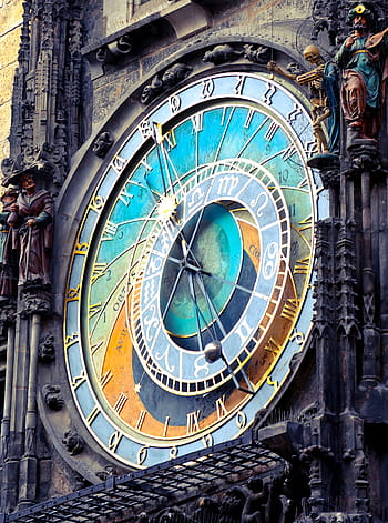 čelní pohled, astronomický, hodiny, Praha, Česká republika, architektura, Evropa, fasáda, slavný, gotický, historický, Dějiny