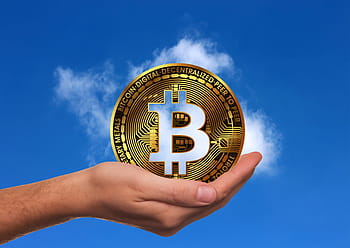 bitcoin, cryptocurrency, měna, peníze, ruka, držet, vizitka, prkno, stopa, obvodů, čip