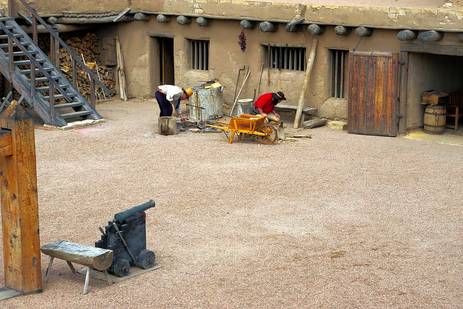 inside bent's fort, fort, trading post, colorado, architecture, adobe, historic, military, bent's, national, site