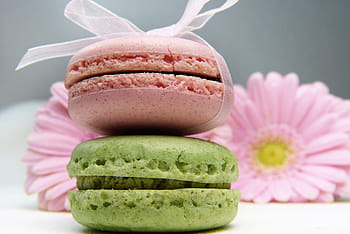 macaron, gerbera, loop tape, pink, light green, sugar, diabetes, diet, stevia, sugar-, food color