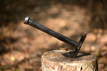 axe, sog, weapons, tomahawk, hack, vikings, formidable, autumn, stump, forest, lumberjack