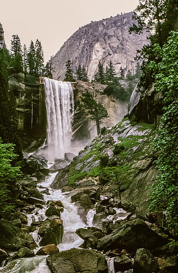 view, vernal, fall, yosemite, national, park, california, america, blue, landscape, mountain