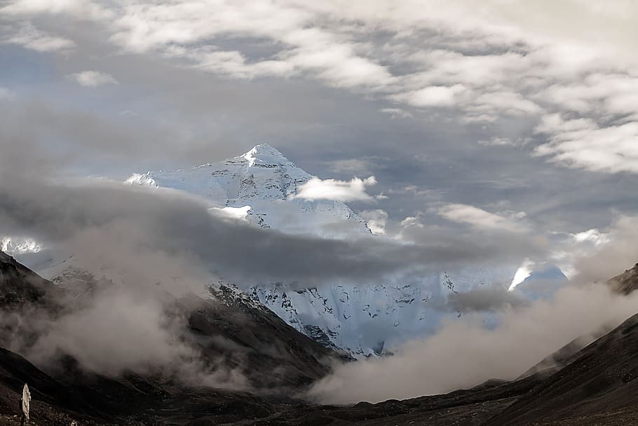 Tibet, Mount Everest, tschomolangma, Severní strana, Čína, sníh, buddhismus, Země, krajina, hory, Himaláje