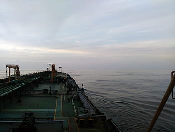 ropný tanker loď plující, uklidnit, moře., fotografie, přijata, jít, fujairah dubai, večerní slunce, slunečního světla., nebe, světlešedá