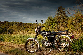 simson s51, ddr, moped, 50cc, dom, tájkép, felhők, nyári, bicikli, Suhl, menet közben