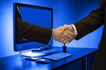 handshake, ruce, monitor, online, partner, podnikatelé, tým, spolupráce, týmová práce, přátelství, spolu