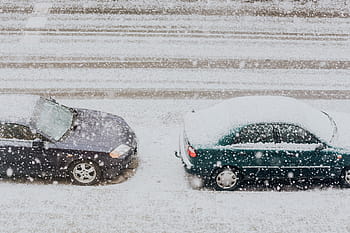 nevado, rua, carros, branco, cidade, inverno, neve