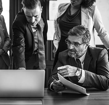 american, analyzing, black and white, brainstorming, business, business people, caucasian, coffee, communication, computer, cup