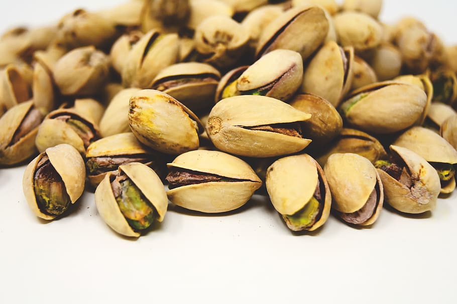 pistachos, comer, delicioso, merienda, núcleos, alimentos, cáscara, verde, salado, nueces, granos