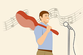 illustration, musician, guitar, singing., song, man, singer, performing, microphone, entertainment, performance