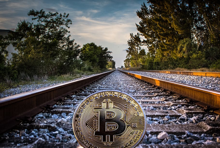 cryptocurrency, pojem, železniční tratě, bitcoin, blockchain, peníze, finance, podnikání, kryptografie, měna, mince
