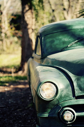 green, old, car, antique, phone wallpaper