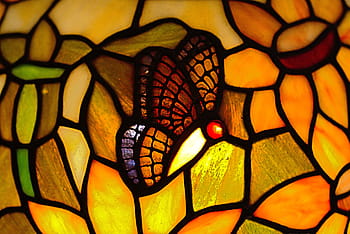 butterfly, tiffany, glass, hell, light, colorful, yellow, orange, mosaic