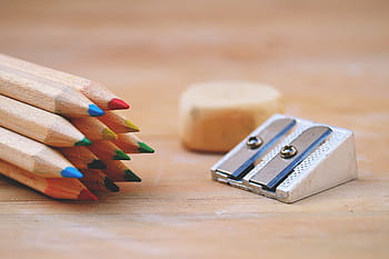 school pencils, &, sharpener, various, education, pencil, pencils, school, stationery