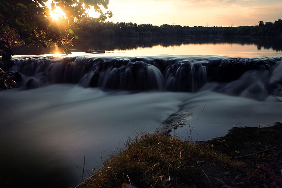 bochum, lago ümminger, area della ruhr, Germania, sera, lunga esposizione, acqua, tramonto, natura, fotografia, canone