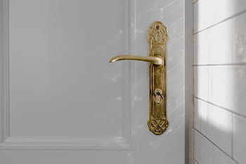 antik, emas, berlapis, pintu, pegangan, vintage, putih, mewah, elegan, klasik, pintu masuk