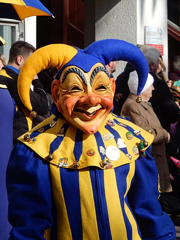 human, adult, clown, harlequin, fool, schalk, fasnet, carnival, costume, haes, larva