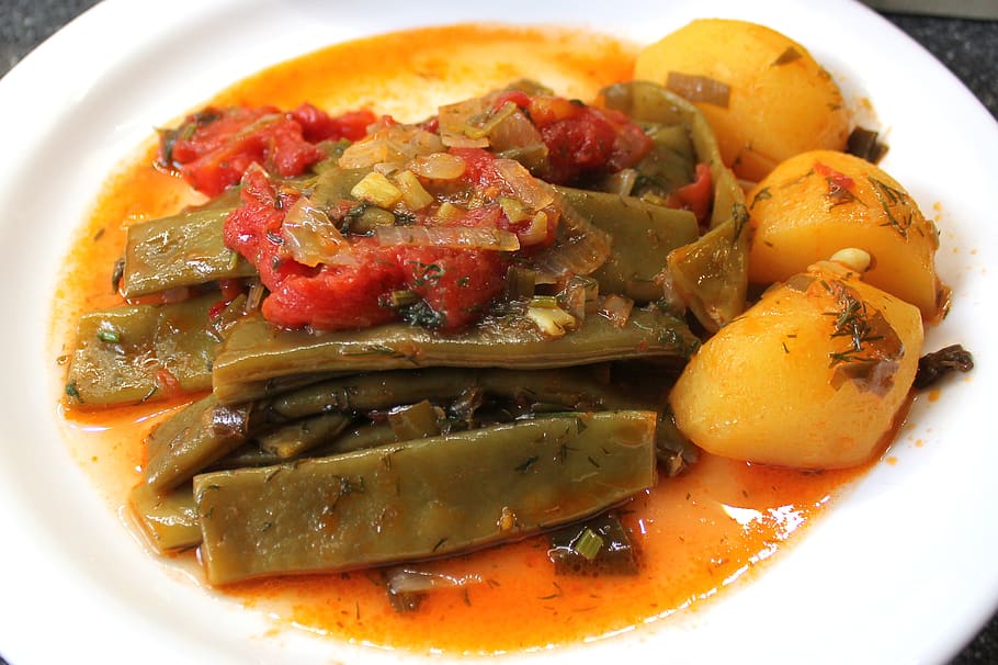 zelenina, vegetariánský, jíst, zdravý, jídlo, vegan, vitamíny, čerstvý, zelená, zelené fazole, brambory
