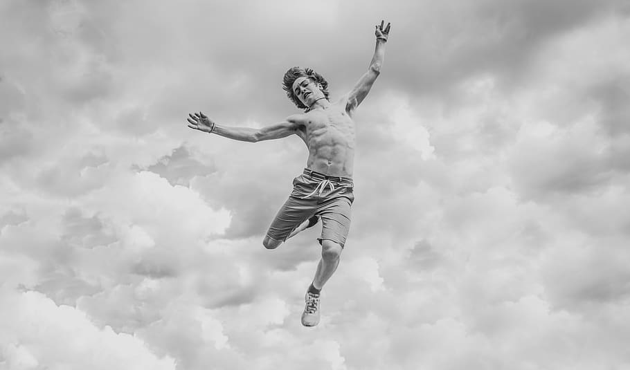 black and white, people, man, guy, sky, clouds