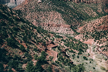 curvy, desert highway, day time, sandstone peaks, background, Blue, Canyon, Desert, Direction, way, Highway
