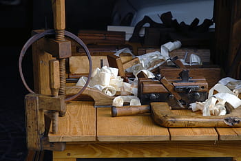 carpenter, plane flat-band, shavings, wood, cabinetmaker, vises