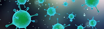 large, vue, modèles de virus, flottant, illimité, espace., biologique, la biologie, propreté, les germes, micro